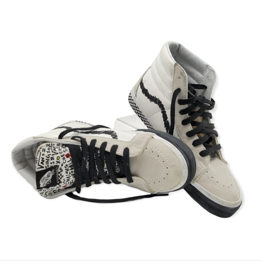Vans. Unisex SK8-Hi Reissue DIY Black/ True White Skate Shoe - Picture 2 of 12